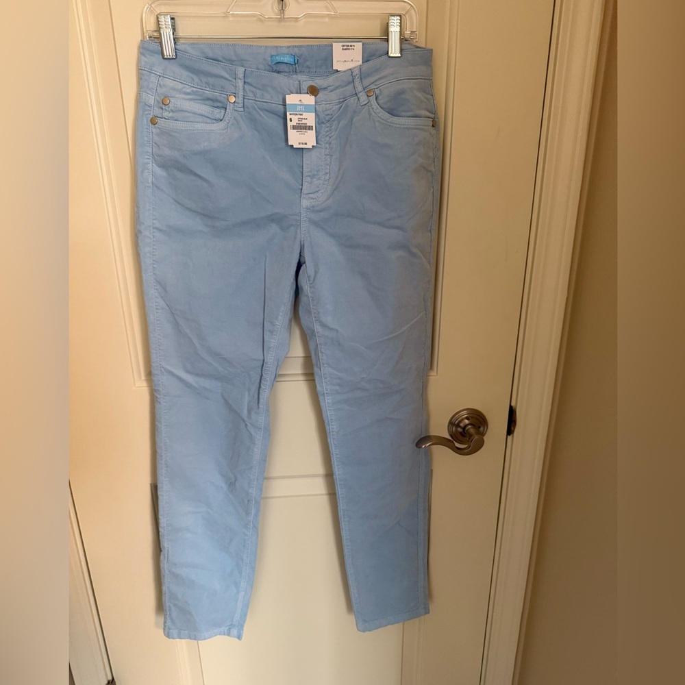 J. McLaughlin Blue Ankle Cropped Velvet Pants